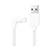 Mr. Gadget's Solutions Fast Charger 20AWG Micro USB to USB 2.0 Male Right Angled 90 Degree Cable Lead Compatible with Galaxy, Tablets, and Mobile - White, 1 Meter