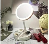 Mr.Gadget's Solutions Folding LED Makeup Mirror - Double-Sided Lighted Vanity Mirror with 10x Magnification, Adjustable Stand & 360° Rotation, Portable Cosmetic Mirror for Travel or Home Use