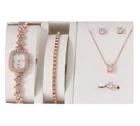 Mr. Gadget's Solutions Gift Set Women's Watch Rose Gold- jewelry Set- Necklace-Ring- Earrings - Bracelet