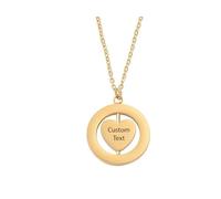 Mr.Gadget's Solutions Gold Custom Engraved Rotatable Pendant Necklace with Gift Box - Personalized Stainless Steel Jewelry for Men & Women - Heart Charm with Free Chain - Custom Text or Logo - Gift