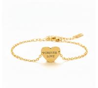 Mr.Gadget's Solutions Gold & Silver Engraved Heart Bracelet - Personalized Stainless Steel Bracelet for Women - Custom Name Date Jewellery Gift for Birthday Anniversary Mother’s Day (Gold)