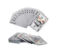 Mr.Gadget's Solutions Gold, Silver & Rose Gold Luxury Poker Deck | Premium Waterproof Plastic Playing Cards Blackout Dollar Theme (Silver)