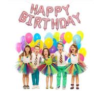 Mr. Gadget's Solutions® Happy Birthday Alphabet Foil Balloons, Happy Birthday Self Inflating Birthday Decoration Banner, Foil Birthday Party Balloon - Pink