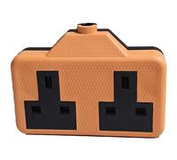 Mr. Gadget's Solutions Heavy Duty 2 Gang 13A Extension Socket - Rubberized Double Socket with Hard Rubber Casing, Durable Trailing Extension for Indoor & Outdoor Use, Perfect for Home (Orange)
