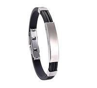 Mr.Gadget's Solutions Men’s Industrial Cable Detail Bracelet - Custom Engraved Stainless Steel ID Bar - Rugged Multi-Textured Silicone & Steel Design - Life-Proof Personalised Men’s Gift