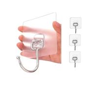 Mr.Gadget's Solutions Minimalist Transparent Square Design Strong Adhesive Hooks-10kg Capacity,Damage-Free Installation Reusable & Residue-Free- Pack of 3 for Kitchen & Bathroom