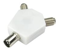 Mr. Gadget's Solutions® Nickel Plated TV COAX Aerial Male to 2 X F Type Connector Splitter Female - White (1 pack)