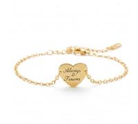 Mr.Gadget's Solutions Personalised Free engraved Heart Charm Bracelet - Custom Name Engraving, Adjustable Delicate Chain, Gold/Silver Stainless Steel, Meaningful Gift for Women (Gold)