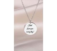 Mr.Gadget's Solutions Personalized Engraved Pendant Necklace - Free Chain & Gift Box Included (Horizontal, Silver, Round)