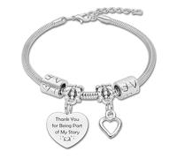 Mr.Gadget's Solutions Personalized Heart Chain Bracelet in Gold & Silver: Custom Double-Sided Engraving (Silver, Single S)