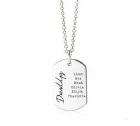 Mr.Gadget's Solutions Personalized Name Necklace - Custom Engraved Stainless Steel Pendant for Men Women - Heart, Round or Dog Tag Style (Rectangl)