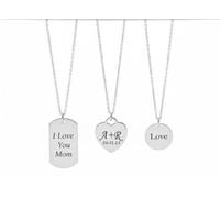 Mr.Gadget's Solutions Personalized Name Necklace - Custom Engraved Stainless Steel Pendant for Men Women - Heart, Round or Dog Tag Style (Heart)