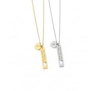 Mr.Gadget's Solutions Personalized Open Heart Bar & Mini Heart Charm Necklace: Custom Gold & Silver Set (Comic Sans MS, Gold, SIngle Side)