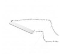 Mr.Gadget's Solutions Personalized Silver & Gold Horizontal Bar Necklace: Custom Engraved Minimalist Jewelry (Comic Sans MS, Silver, Double SIde)
