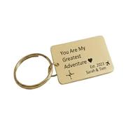 Mr.Gadget's Solutions Plain Metal Keychain with Custom Engraving, Personalized One-Side Engraved Key Ring in Multiple Font Styles, Gold & Silver Color Options, Minimalist Gift for Men & Women (Gold)