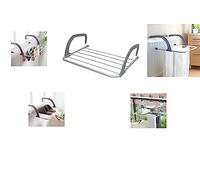 Mr. Gadget's Solutions Radiator Clothes Airer Rack, Foldable 5 Bars Clothes Airer Indoor/Outdoor with Adjustable Arms, Laundry Dryers Clothes, Hanging Drying Rack Airer-Rustproof Grey