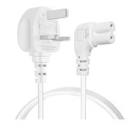 Mr.Gadget's Solutions Right Angle Figure 8 Power Cable for LED TV, 3m, White, UK Plug to IEC C7 Connector