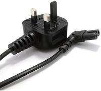 Mr. Gadget's Solutions® Right Angle Figure Fig of 8 IEC C7 Mains Power Lead Cable for Laptop TV Power Cord UK Plug Black - 2m