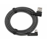 Mr.Gadget's Solutions Right Angle Micro USB Cable, Nylon Braided 90 Degree USB A to Micro B Charging & Data Sync Cable for All Micro USB Devices - 2 Meters - Black