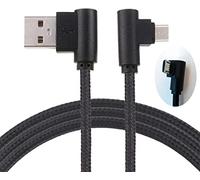 Mr.Gadget's Solutions Right Angle Micro USB Cable, Nylon Braided 90 Degree USB A to Micro B Charging & Data Sync Cable for All Micro USB Devices - 2 Meters - Black