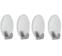 Mr.Gadget's Solutions Self Adhesive Hooks Heavy Duty for Coat, Keys & Hanging Mirror, Sticky Hooks for Hanging Fairy Lights, Stainless Steel Hooks Kitchen, Silver, 4 Pack