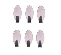 Mr. Gadget's Solutions® Self-Adhesive Hooks Stainless Steel Strong Sticky Stick Dry Wall Installation, Oval Shape Utility Hooks - 6pcs