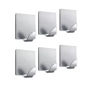Mr. Gadget's Solutions® Self-Adhesive Hooks Stainless Steel Strong Sticky Stick Dry Wall Installation, Square Shape Utility Hooks - 6pcs