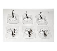 Mr.Gadget's Solutions Self-Adhesive Square Hooks, Transparent, 6 Pack, 6kg Weight Capacity, Waterproof
