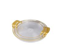 Mr. Gadget's Solutions Set of 3 Golden Rim & Handle Plastic Round Tray for Living Room, Party, Kitchen, Decor, Dessert Table, Cupcake Display