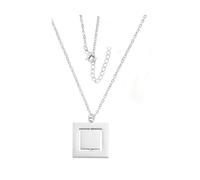 Mr.Gadget's Solutions Silver Custom Engraved Rotatable Pendant Necklace with Gift Box - Personalized Stainless Steel Jewelry for Men & Women -Square Charm with Free Chain - Custom Text or Logo - Gift