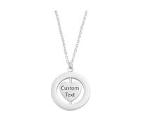 Mr.Gadget's Solutions Silver Custom Engraved Rotatable Pendant Necklace with Gift Box - Personalized Stainless Steel Jewelry for Men & Women - Heart Charm with Free Chain - Custom Text or Logo - Gift