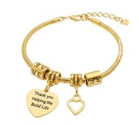 Mr.Gadget's Solutions The Dual-Soul Heart Chain - A Bespoke Tarnish-Free Keepsake Bracelet (Gold, Single Side)