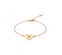 Mr.Gadget's Solutions The Heart-Link Photo Keepsake - A Custom Engraved Adjustable Bolo Bracelet (Gold, Lucida Calligraphy)