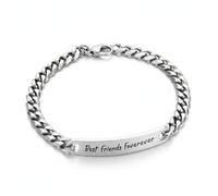 Mr.Gadget's Solutions The Heavy-Duty Stainless Steel Name Plate Bracelet - A Bold Custom Engraved Cuban Link ID Chain (Silver)