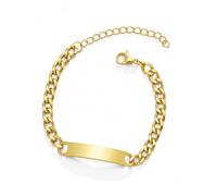Mr.Gadget's Solutions The Heavy-Duty Stainless Steel Name Plate Bracelet - A Bold Custom Engraved Cuban Link ID Chain (Gold)