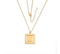 Mr.Gadget's Solutions The Revolving Custom Engraved Keepsake Pendant Necklace (Square, Gold)