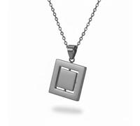 Mr.Gadget's Solutions The Revolving Custom Engraved Keepsake Pendant Necklace (Square, Silver)