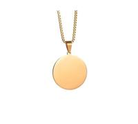 Mr.Gadget's Solutions The Signature Keepsake - A Custom Engraved Pendant with Matching Chain (Vertical, Gold, Round)