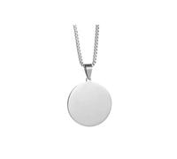 Mr.Gadget's Solutions The Signature Keepsake - A Custom Engraved Pendant with Matching Chain (Vertical, Silver, Round)