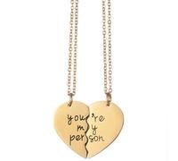 Mr.Gadget's Solutions The Unity-Bond Signature - A Personalized Split Heart Couple Necklace Set (Horizontal, Gold, Double Chain)