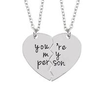 Mr.Gadget's Solutions The Unity-Bond Signature - A Personalized Split Heart Couple Necklace Set (Vertical, Silver, Double Chain)