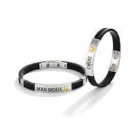 Mr.Gadget's Solutions Titanium Steel Leather Bracelets for Men Stress Relief Fashionable Jewelry Daily Accessories (Black) Titanium Stainless Steel