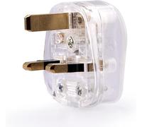 Mr.Gadget's Solutions Transparent 13A UK 3 Pin Plug Top, Plastic, with 3A Fuse, 49.5 x 50.5 x 22.5mm