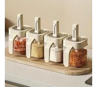 Mr.Gadget's Solutions Transparent Spice Dispenser Jars with Measuring Spoons-Set of 4