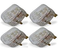 Mr. Gadget's Solutions Transparent UK Fused 13 Amp Mains 3 Pin Household Plugs. Complete with Card Showing Wiring Diagram - Pack of 4