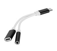 Mr. Gadget's Solutions® USB Type C To 3.5mm Aux Audio Charging Adapter, 2 in 1 Splitter Headphone Jack Compatible with Galaxy, Huawei, HTC, Xiaomi - Black