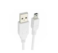 Mr.Gadget's Solutions White Mini USB Cable 1M USB Type A to 5 Pin Mini B Sync and Fast Charging Cable for Digital Cameras MP3 Players Sat Nav PS3 Controllers Dash Cams Mobile Phones Portable Devices