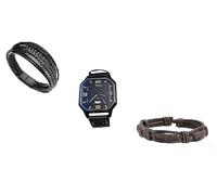 Mr. Gadget's Solutions Wrist Watch for Men, Square Shape Analog Quartz Men's Watch, Gent's Watch with Leather Strap -Black &2PC Bracelets Set