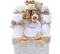 Mr Giraffe Luxury Baby Hamper Unisex for Newborns⼁Neutral Shower Basket Essentials⼁Newborn Gifts Boy Girl⼁Nappy Cake Decorations Gift Set New Born Babies Presents Maternity Leave Mums⼁Hampers Baskets