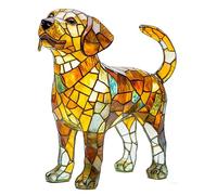 Mr Glow Dog Lamp - 3D Cute Bulldog LED Night Light with Stained Glass Shade,Stained Resin Puppy Lamp with USB,Vintage Resin Desk Lamps for Bedroom and Living Room (B)